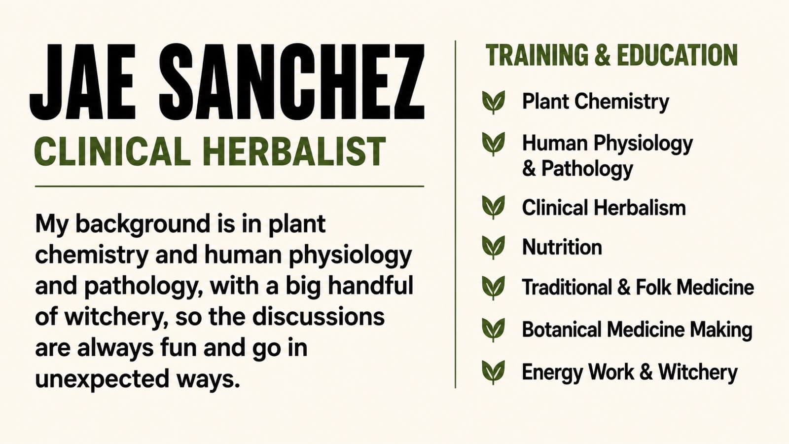 Jae Sanchez Clinical Herbalist